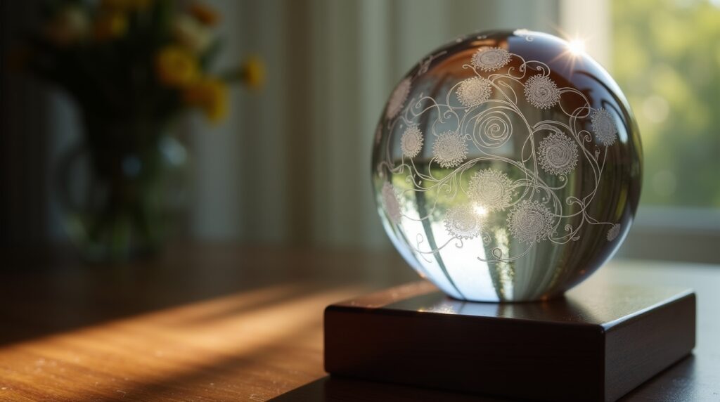 Glass keepsake art piece created using cremation ashes as a unique memorial tribute